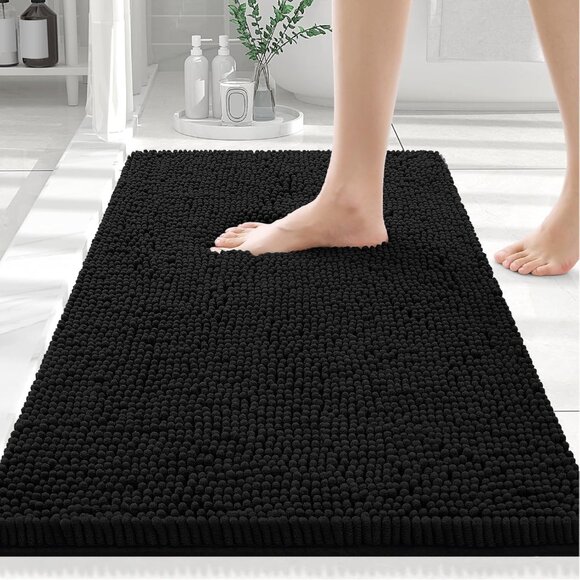 30 x 20In Luxury Chenille Bath Rug, Soft, Absorbent, Non-Slip Mat for Bathroom